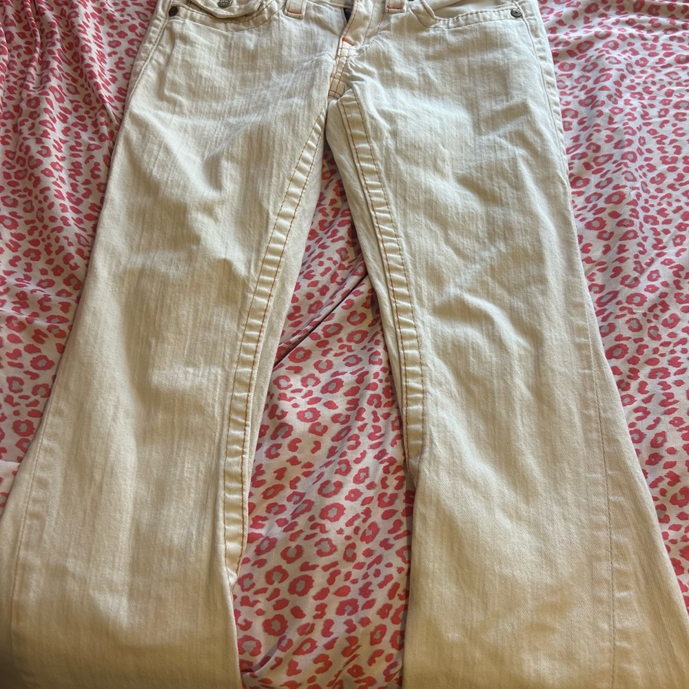 Vintage True Religion Cream Flare Jeans